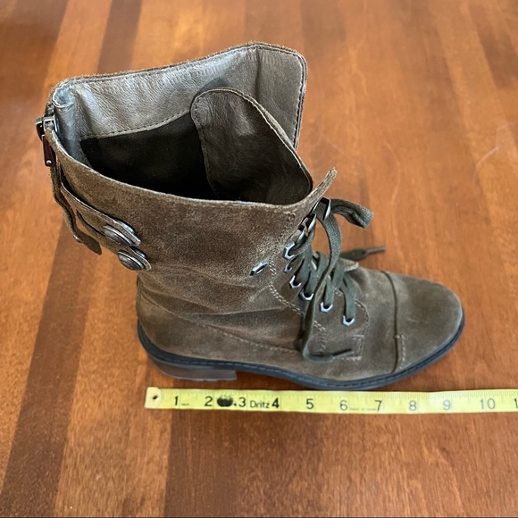 SAM EDELMAN | Olive green suede lace up combat moto style summer back zi… - Picture 14 of 15